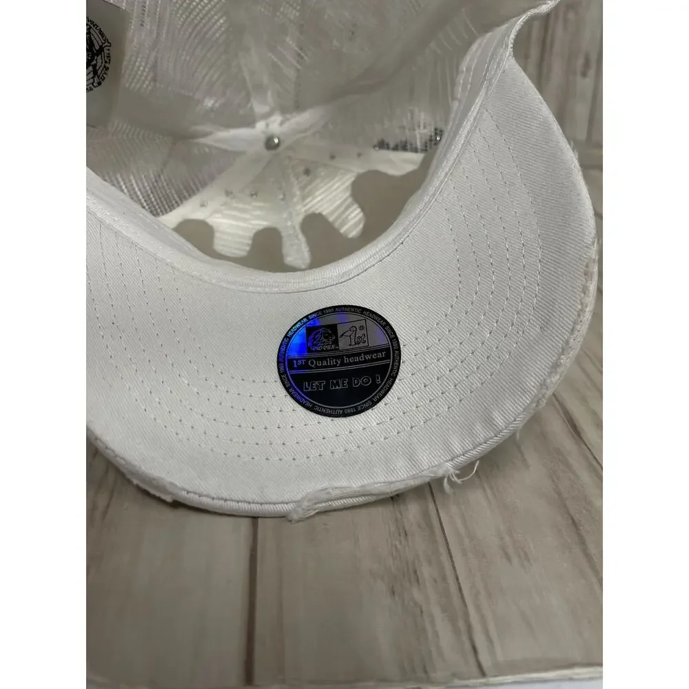 Bulzeye Hat Mens Embroidered Cap White Tease Me Ripped Heart A10